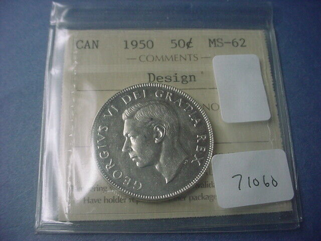 Canada 50 Cents 1950 Lines In 0 I C C S 62 #71060